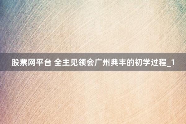 股票网平台 全主见领会广州典丰的初学过程_1