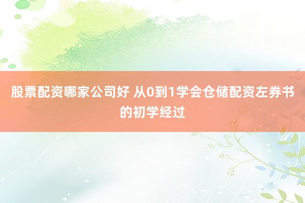 股票配资哪家公司好 从0到1学会仓储配资左券书的初学经过