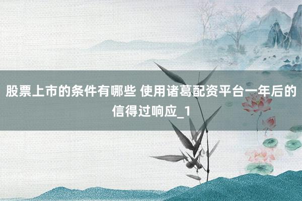 股票上市的条件有哪些 使用诸葛配资平台一年后的信得过响应_1